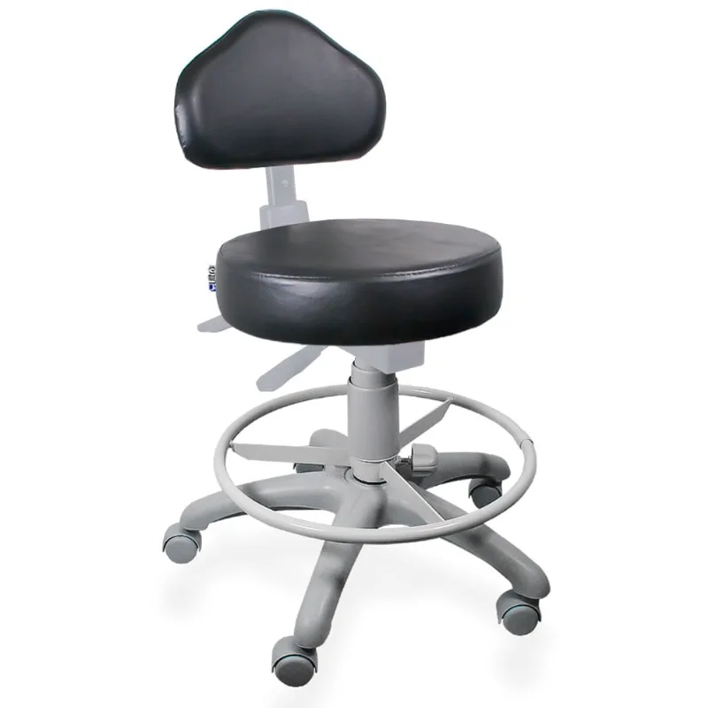 Cadeira Mocho Preto Ergonômico Base Cinza Com Aro - ultra Móveis
