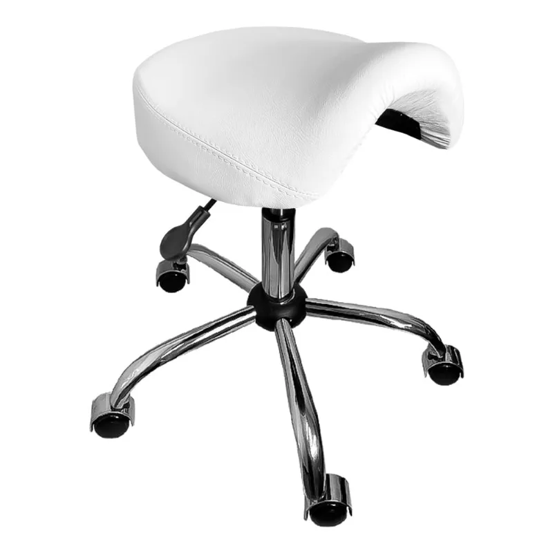 Cadeira Mocho Banqueta Sela Branco Base Cromada - ultra Móveis