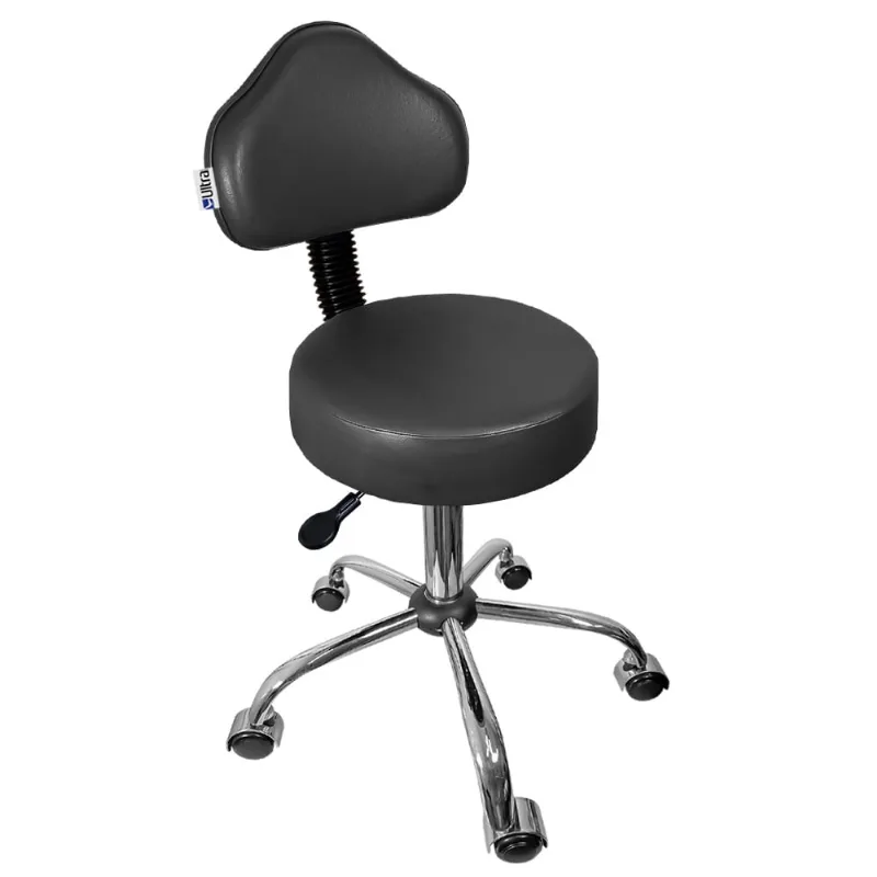 Cadeira Mocho Preto Base Cromada - ultra Móveis