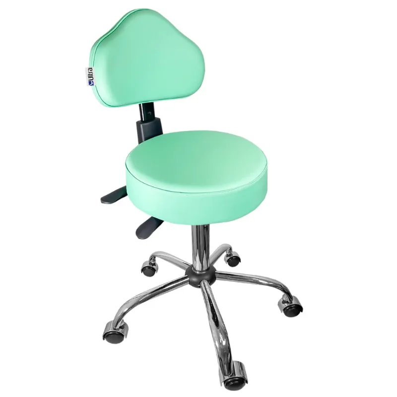 Cadeira Mocho Verde Claro Ergonômico Base Cromada - ultra Móveis
