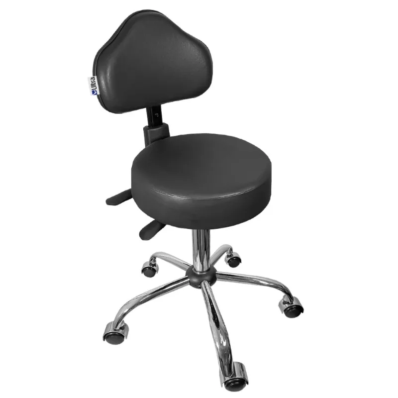 Cadeira Mocho Preto Ergonômico Base Cromada - ultra Móveis