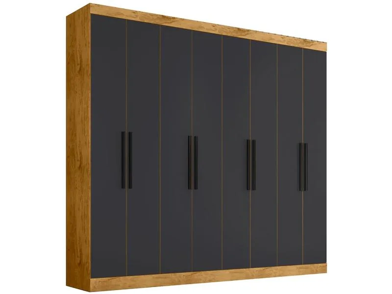 Guarda-Roupa Casal Araplac Porto MDP 8 Portas 4 Gavetas Freijó e Carbono - Araplac - Móveis