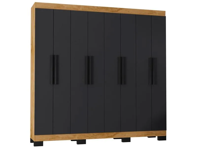 Guarda-Roupa Casal Araplac Arouca B2348-98 MDP 8 Portas 4 Gavetas Preto Fosco - Araplac - Móveis