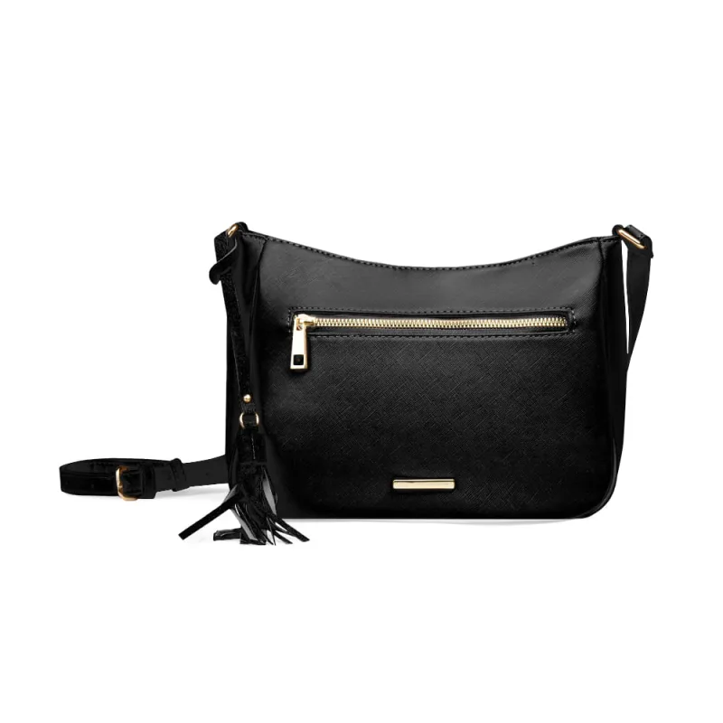 Bolsa Transversal Feminina Média Tassel Preta - Bagaggio