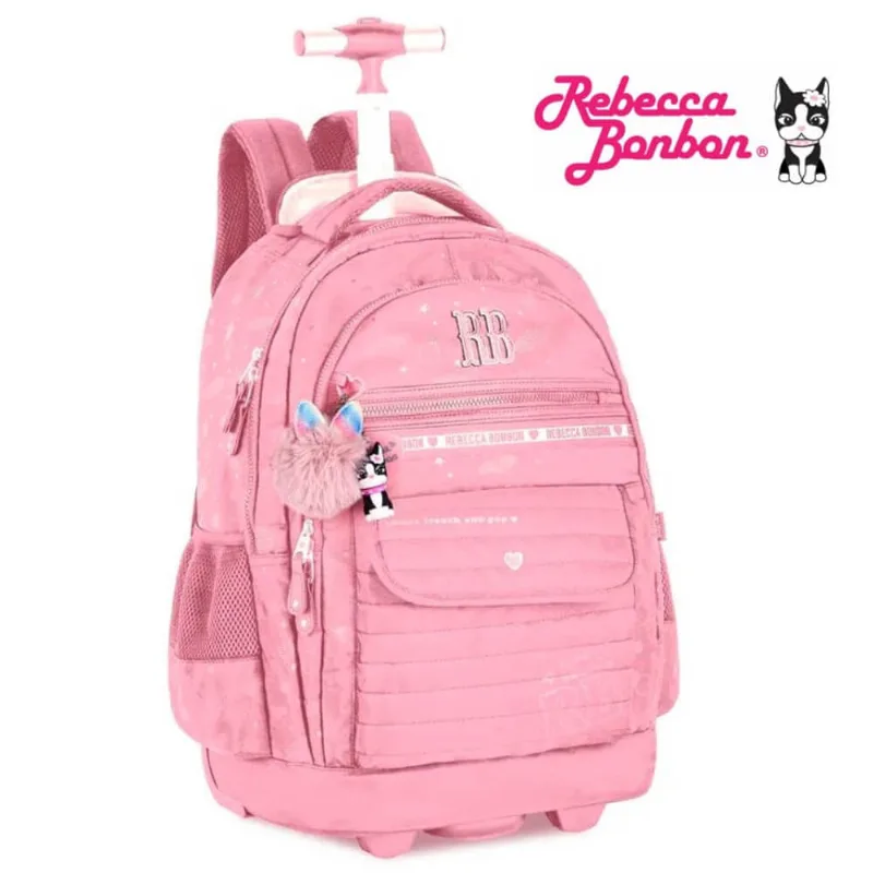 Mochila de Carrinho Rebecca Bonbon com Estampa Holografica Rosa Claro RB 24586 - Clio