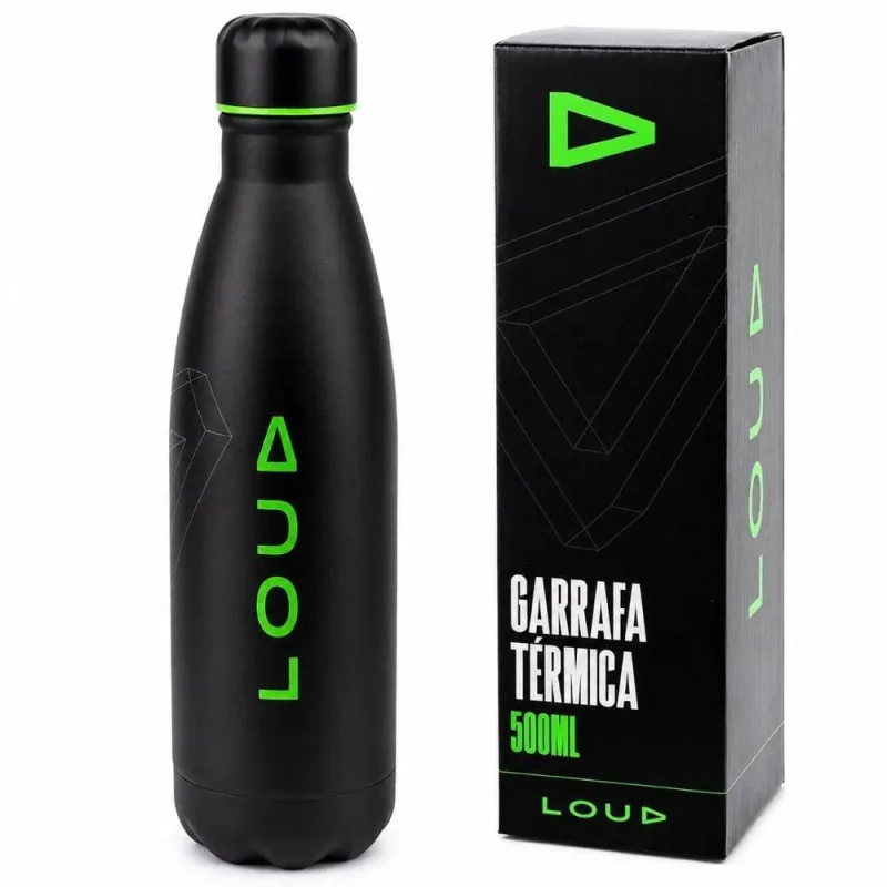 Garrafa Squeeze Loud Resistência Aço Inoxidável para Academia e Esporte Preto Clio 500ML - CLIO - Agro