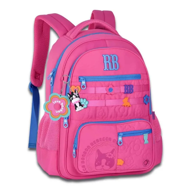 Mochila De Costas Rebecca Bonbon Flower Power RB26231 Original, Clio Style Rosa