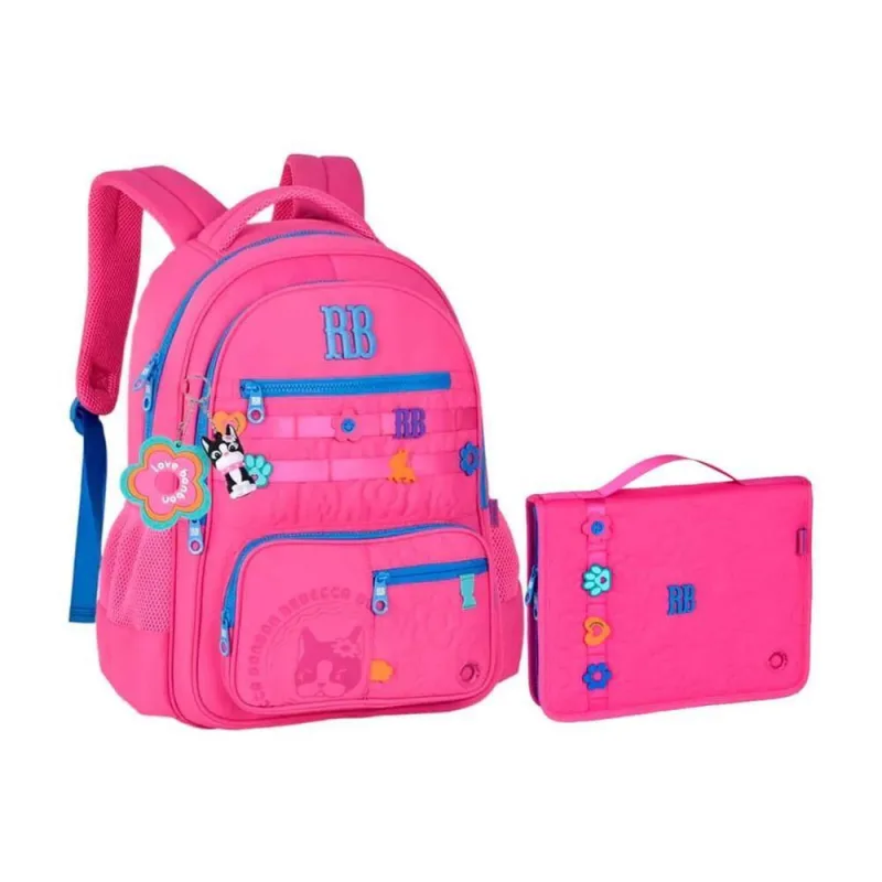 Kit Mochila De Costas E Estojo Rosa 17,5 Rebecca Bonbon - Rebecca bonbon - Papelaria