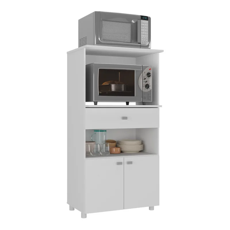 Balcão Multimóveis Multiuso Forno e Microondas Branco REF. 4060G 2 Portas e 1 Gaveta - Multimóveis - Móveis