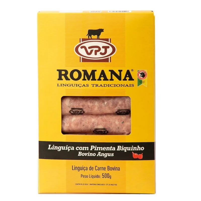 Linguiça Bovina Angus Romana c/ Pimenta Biquinho Congela 500g