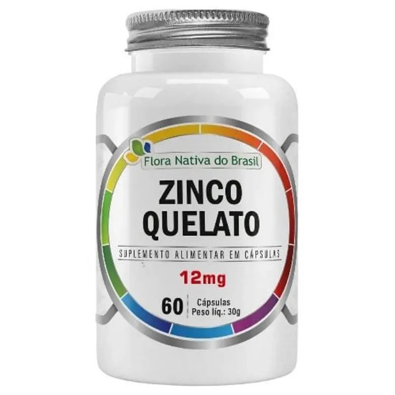 Zinco Quelato 12mg 60 Cápsulas Suplemento Alimentar Flora Nativa do Brasil