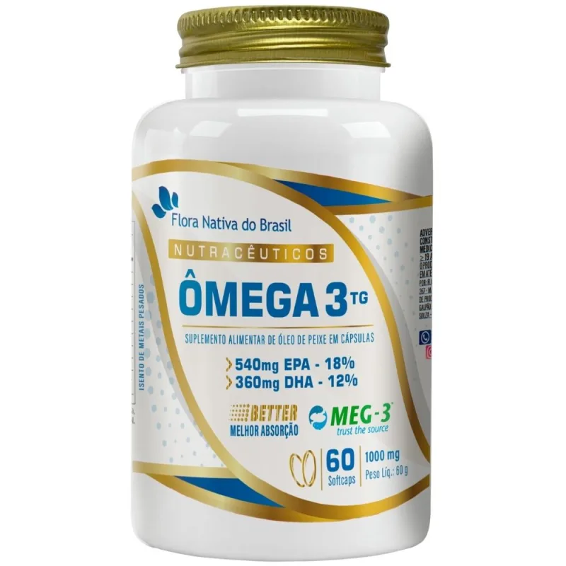 Flora Nativa - Ômega 3 TG MEG-3 1000mg - 60 Softcaps - Flora Nativa - Medicamentos E Saúde