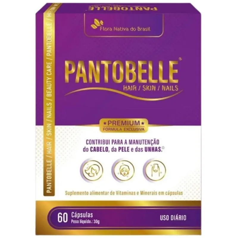 Pantobelle Hair Skin Nails Suplemento Alimentar Flora Nativa 60cps