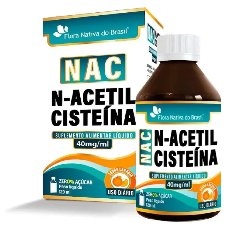 NAC N-Acetilcisteína 40mg/mL 120ml Suplemento Alimentar Sabor Laranja Flora Nativa do Brasil