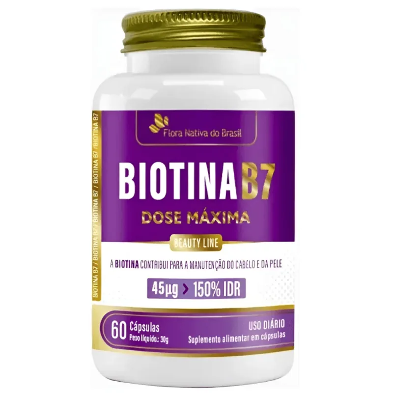 Biotina B7 Dose Máxima C/60 Cápsulas - Flora Nativa - Flora Nativa - Suplemento Alimentar