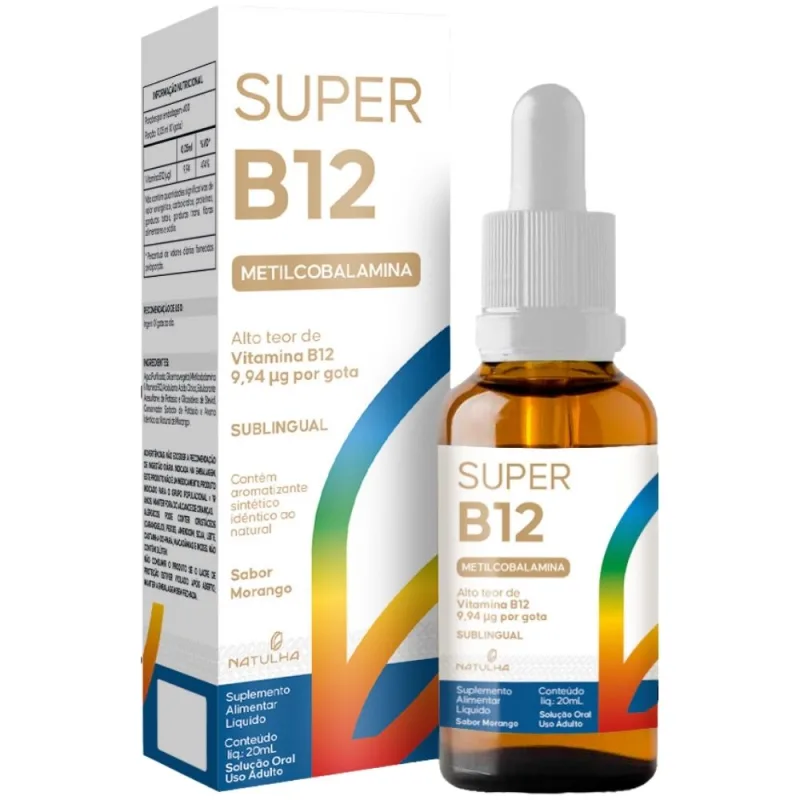 Super Vitamina B12 Metilcobalamina Sublingual 20ml - Natulha - Natulha - Vida Saudável