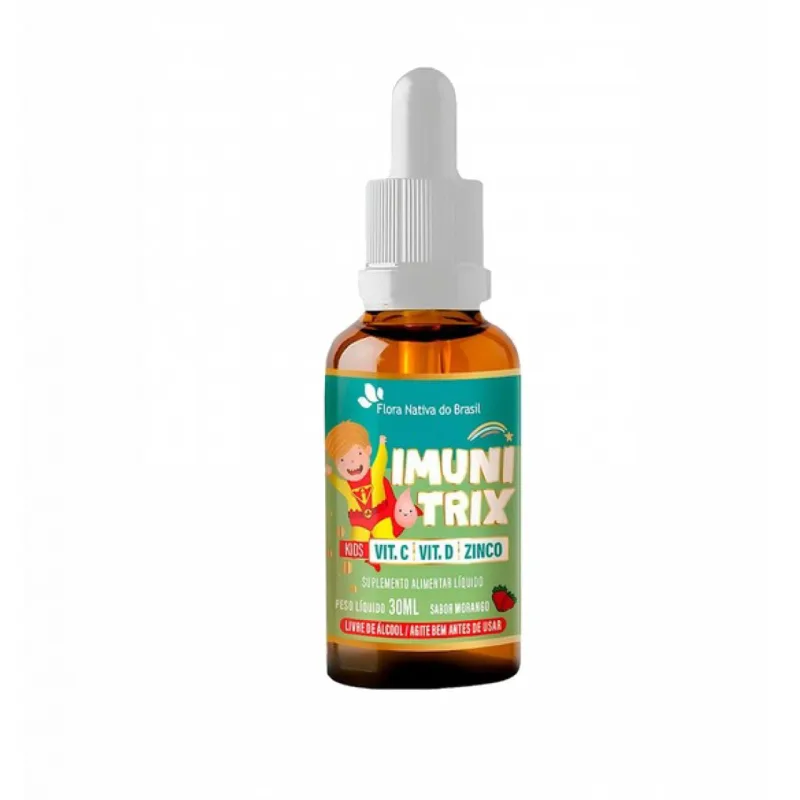 Imunitrix - Vitamina C, Vitamina D e Zinco - 30ml - Sabor Morango - Flora Nativa do Brasil - Vida Saudável