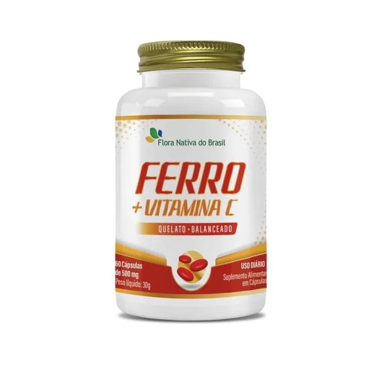 FERRO QUELATO + VITAMINA C 60 CAPS. FLORA NATIVA - FLORA NATIVA DO BRASIL - Suplemento Alimentar