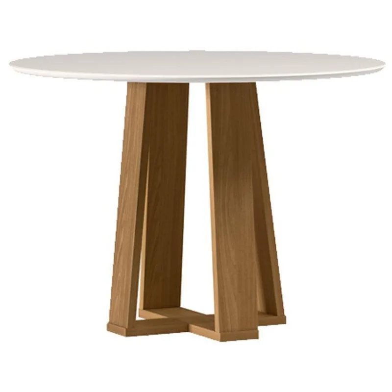 Mesa De Jantar 100x100 Cm Isabela Com Vidro Ype Off White - New Ceval