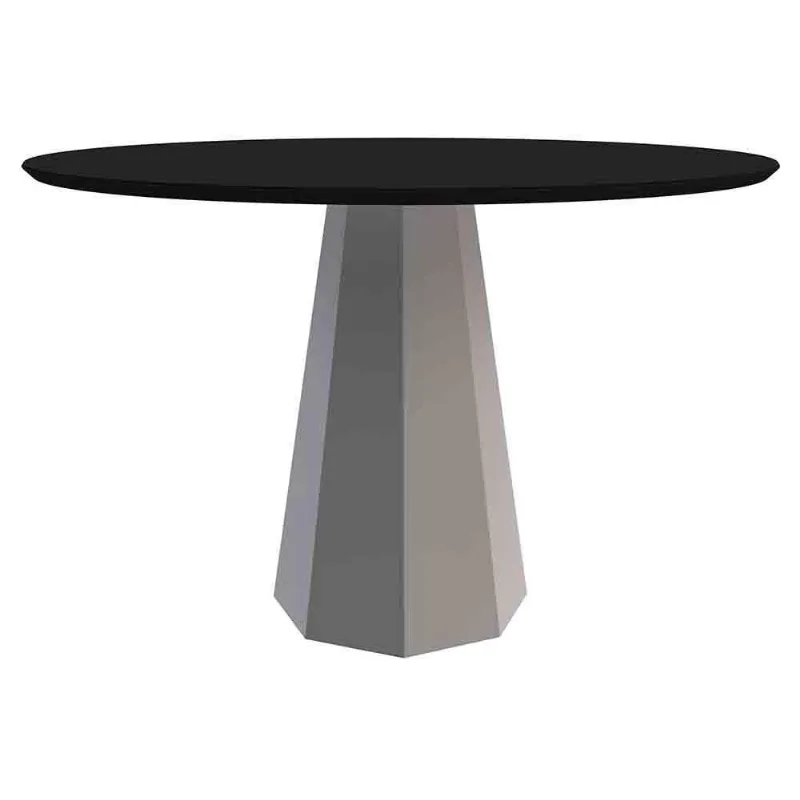 Mesa Isis 120X120Cm - Off White/Preto