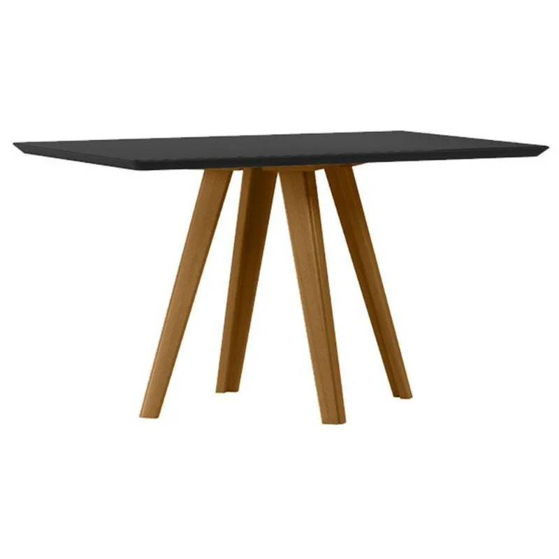 Mesa De Jantar 135x90 Cm Mariah Com Vidro Ype Preto - New Ceval