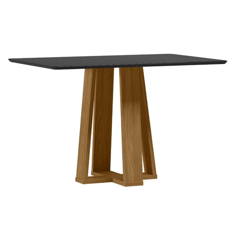 Mesa de Jantar Rubi 120x80 cm com Vidro Ype Damasco Preto – New Ceval - Não Disponível - Móveis
