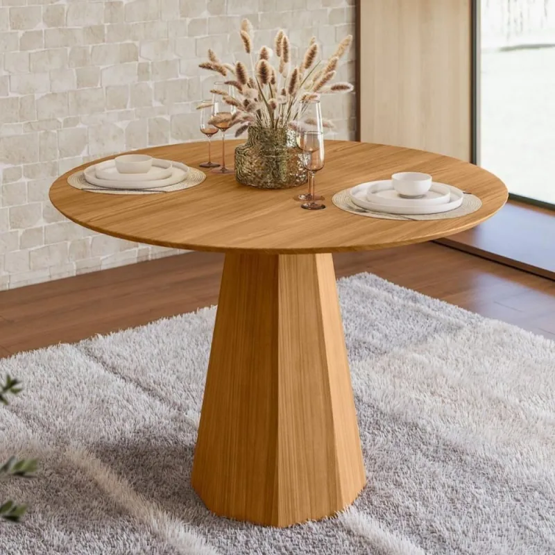 Mesa de Jantar Isis 4 Lugares Redonda MDF 117CM Cinamomo - OUTRAS - Agro