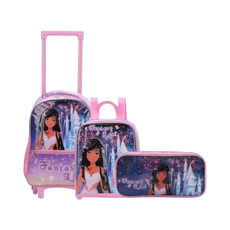Kit Mochilete Lancheira Estojo Terra da Fantasia - GO KIDS - Papelaria