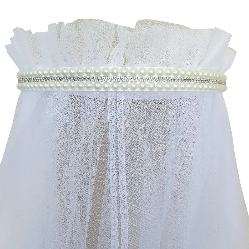 Dossel Com Perola E Strass Branco