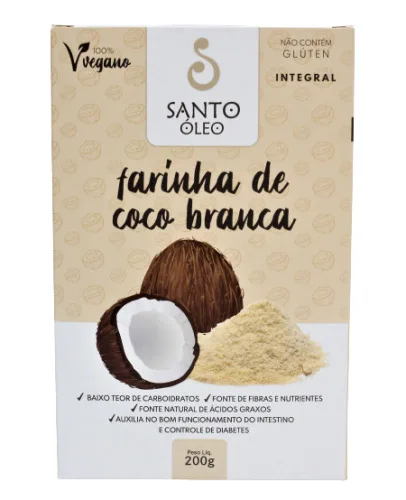 FARINHA COCO SANTO ÓLEO 200G BRANCA - SANTO OLEO - Mercearia