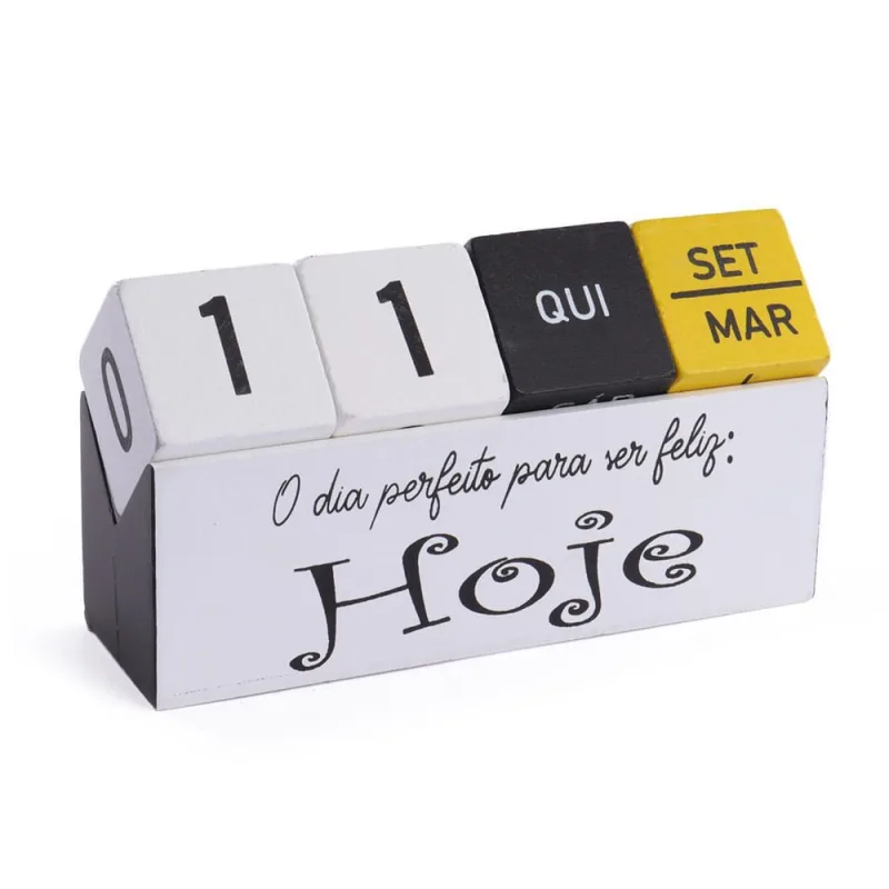Calendário Decorativo Permanente Com Frase Em Madeira - Não Disponível - Papelaria