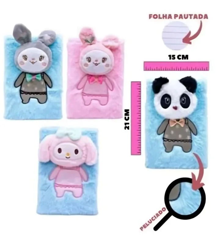 Caderno Puf Relevo 80 Folhas Diversas Capas - LC - Presentes