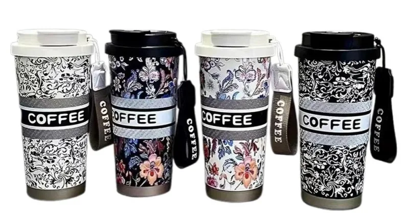 Copo Térmico 510ml Floral Coffee Diversas Cores - LC - Presentes
