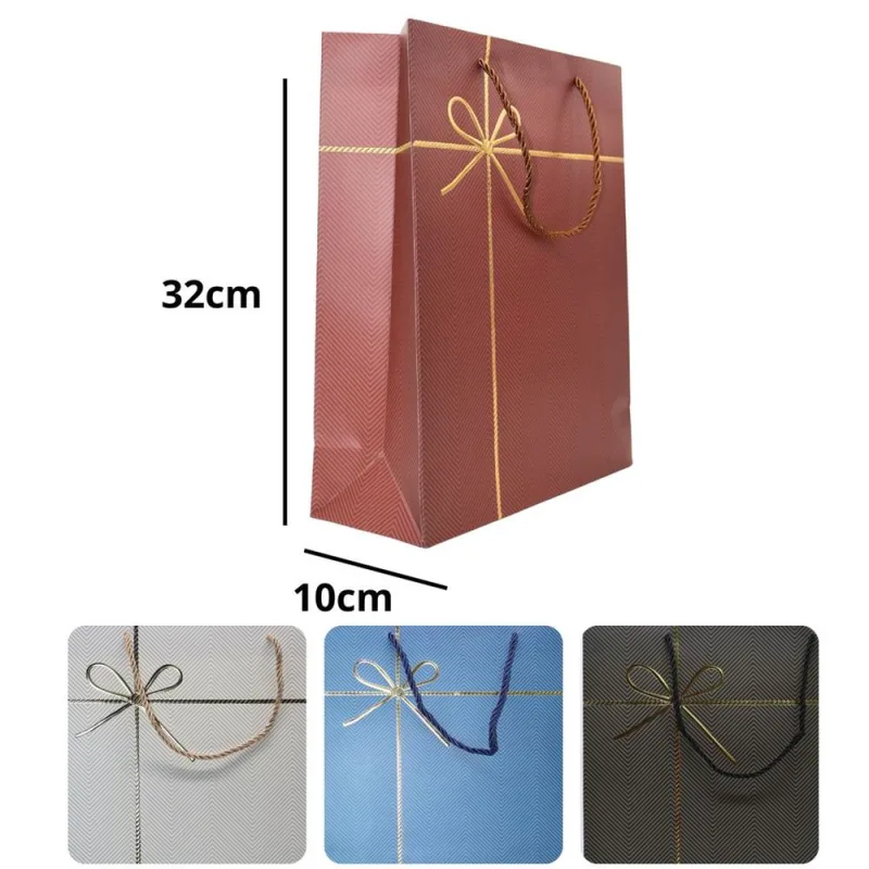 Sacola Para Presente Papel Laço 26x32x10cm - LC - Presentes