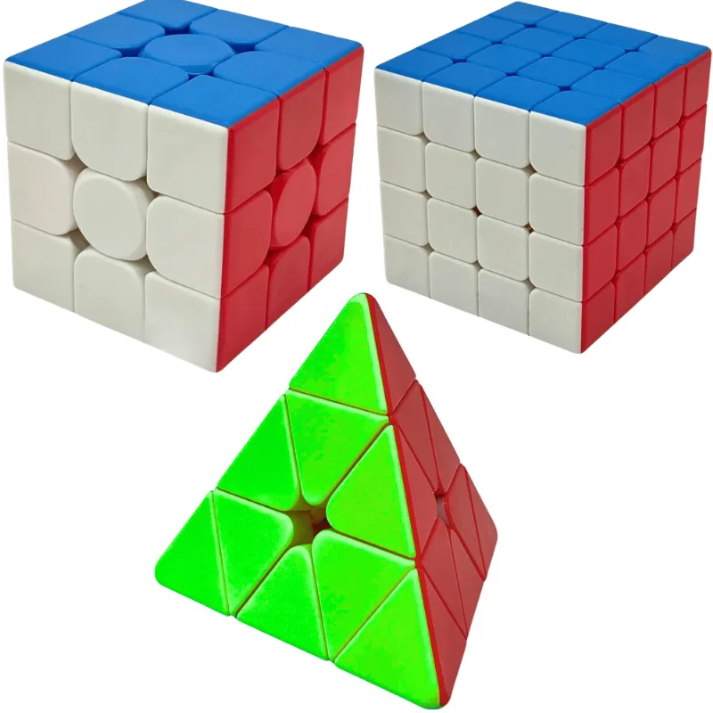 Kit Com 03 Cubo Mágicos - 3x3, 4x4 E Pyramix - Golden Rio Golden Rio Toys