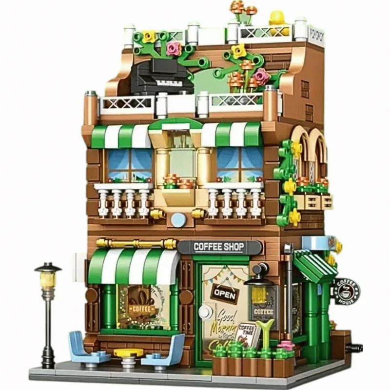 Blocos de Montar Cafeteria Coffee Shop 724 Peças - Streetscape - Golden Rio