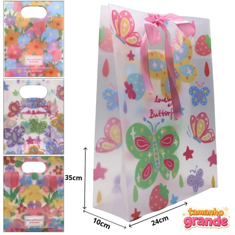 Sacola Para Presente Plastico Fofinha 24x35x10cm - LC - Presentes
