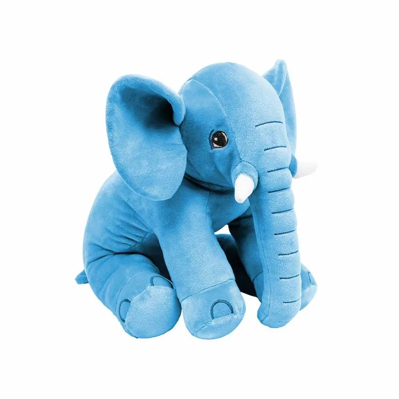 Pelúcia Infantil Almofada - 50 cm - Elefante Baby - M - Azul - W.U. Bichos de Pelúcia