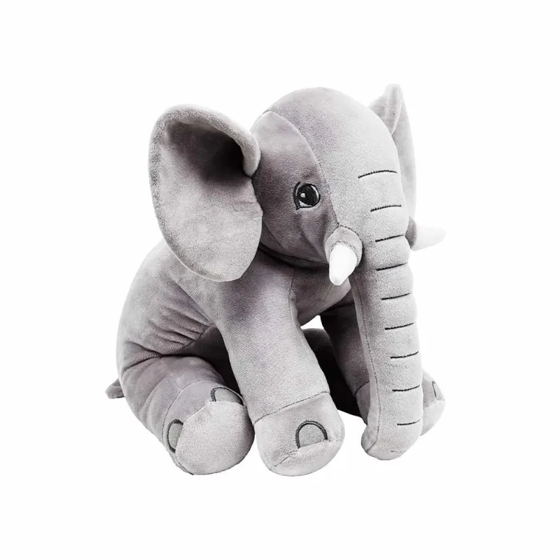 Pelúcia Infantil Almofada - 50 cm - Elefante Baby - M - Cinza - W.U. Bichos de Pelúcia