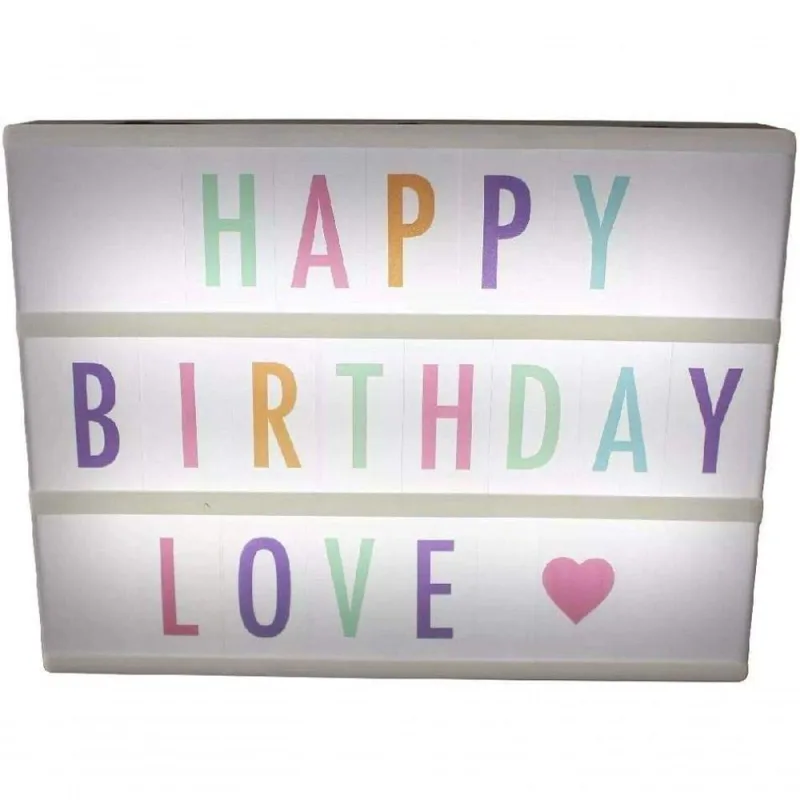 Quadro Letreiro De Cinema Luminoso 30X23Cm Light Box - cor definida Preto - Letras Coloridas. - Bcs