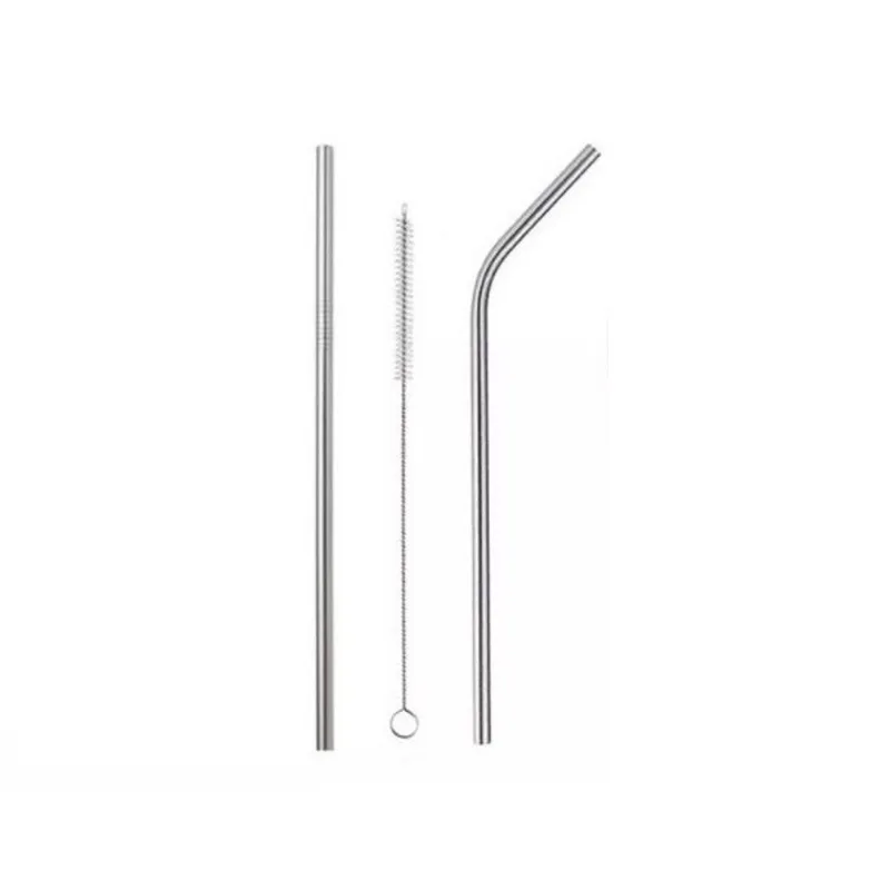 Kit 3 peças canudo de metal inox reutilizável