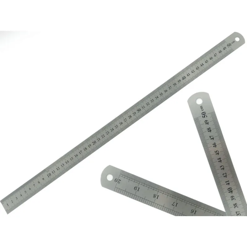 Régua Escolar Metal Aço Inox 50cm - OUTRAS - Papelaria