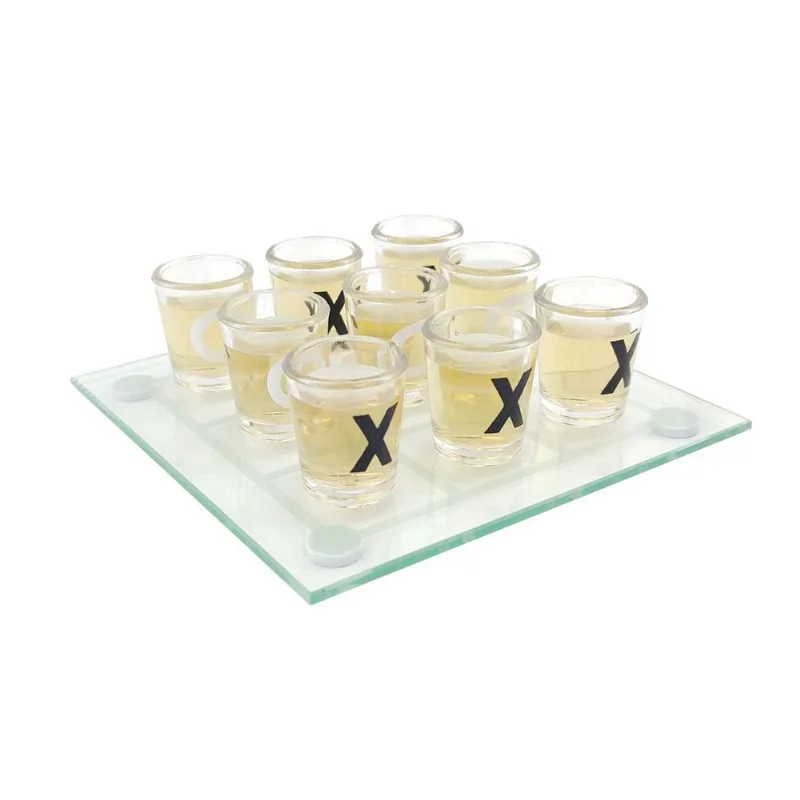 Jogo Da Velha Drink Tabuleiro De Vidro 13x13cm 9 Copos Shot 10ml De Acrílico Jogos Vira Vira Drink Games