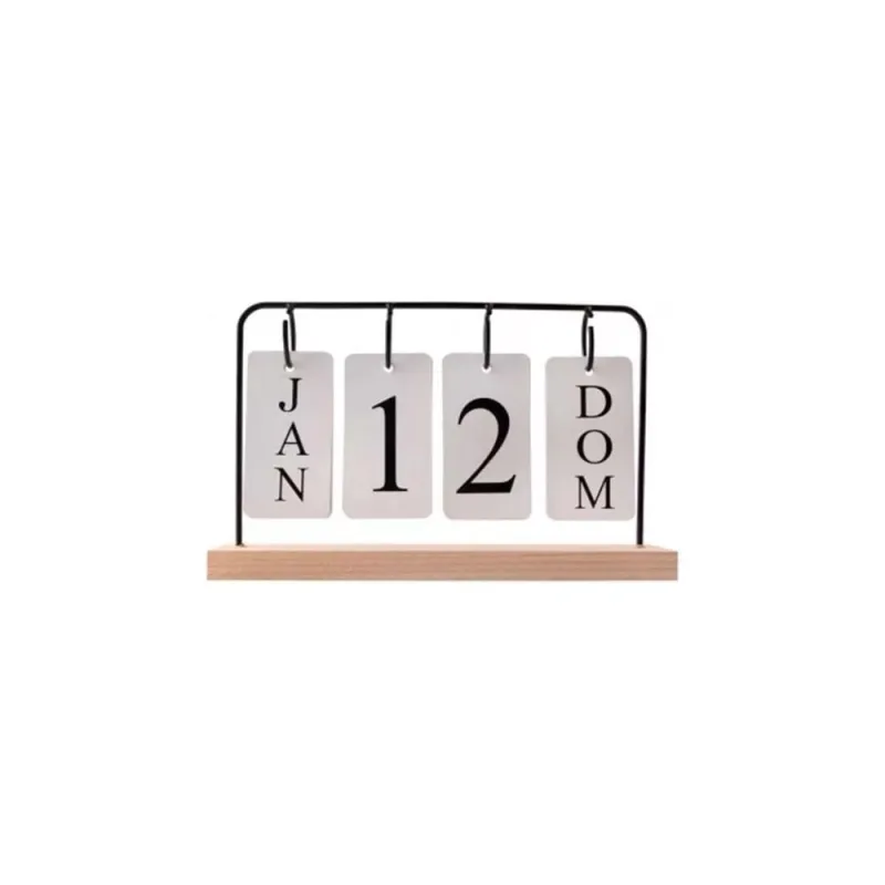 Calendário Mesa Decorativo Permanente Base Madeira Aramado - Não Disponível - Papelaria