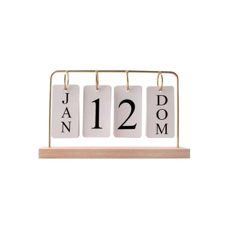 Calendário Mesa Decorativo Permanente Base Madeira Aramado - Não Disponível - Papelaria