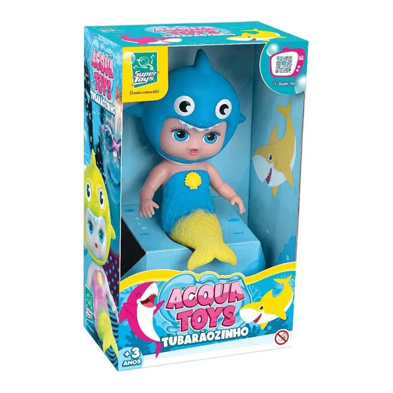 Boneca de Vinil - Baby Acqua Toys - Tubarãozinho - Azul - Super Toys