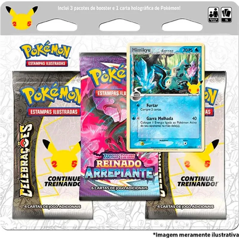 Jogo de Cartas e Baralho Mimikyu 15 cartas Copag Pokémon Jogo de Cartas - Pokemon - 25 anos - Blister Triplo - Mimikyu - Copag