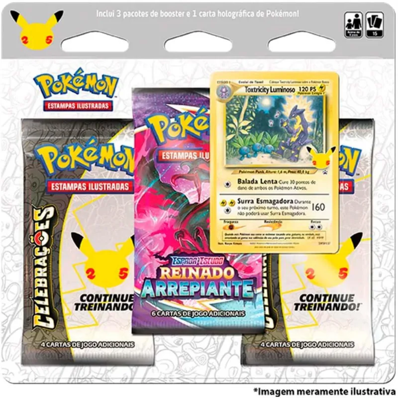 Jogo de Cartas e Baralho Blister Triplo - Toxtricity Luminoso 15 cartas Copag Pokémon