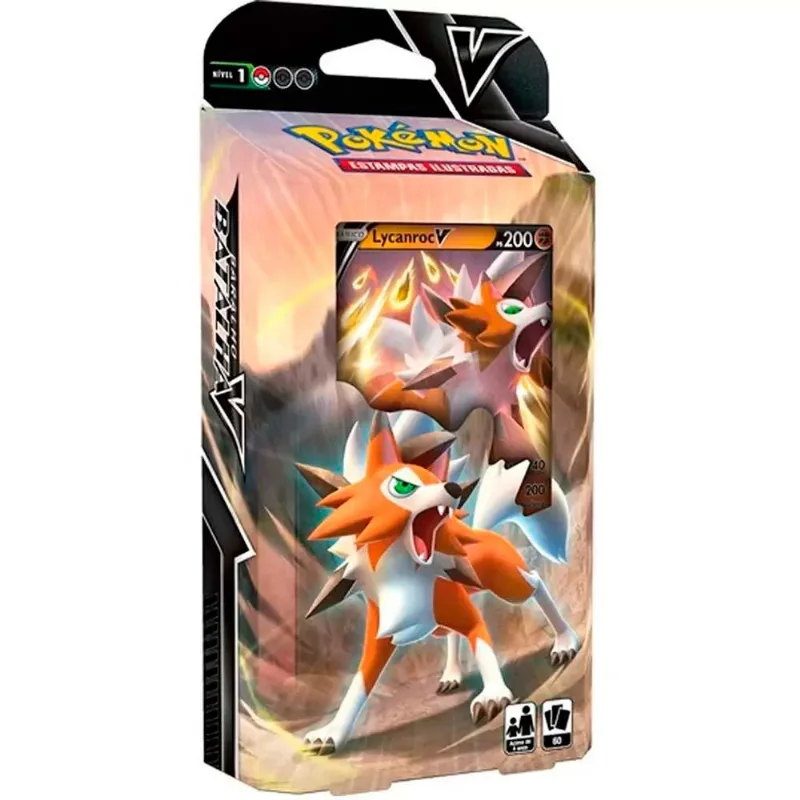 Jogo de Cartas - Pokemon - Deck Batalha V - 60 cartas - Lycanroc V - Copag