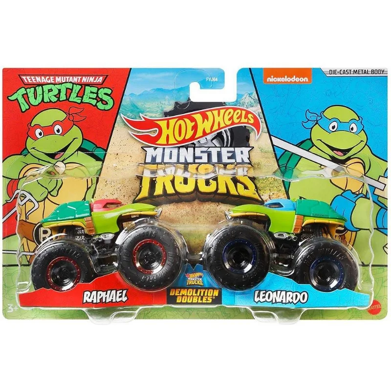Conjunto de Veículos - Hot Wheels - Monster Trucks - Raphael vs Leonardo - Mattel
